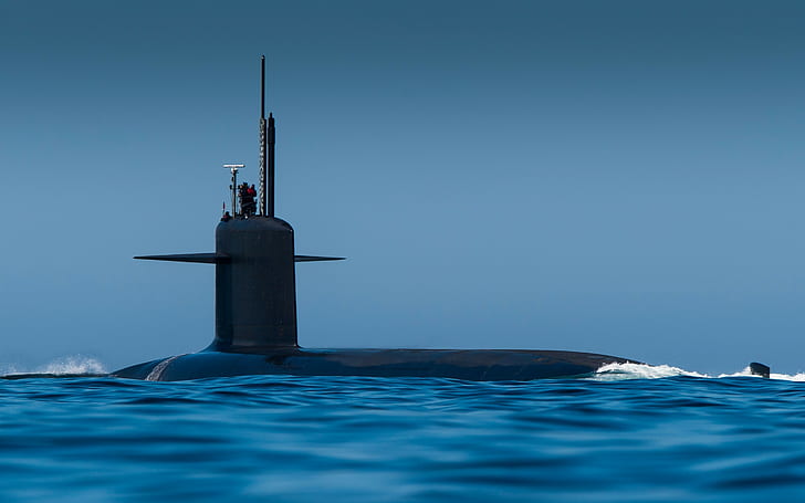 自然 風景 海 水 潜水艦 波 青 軍事 アンテナ 晴天 黒の
