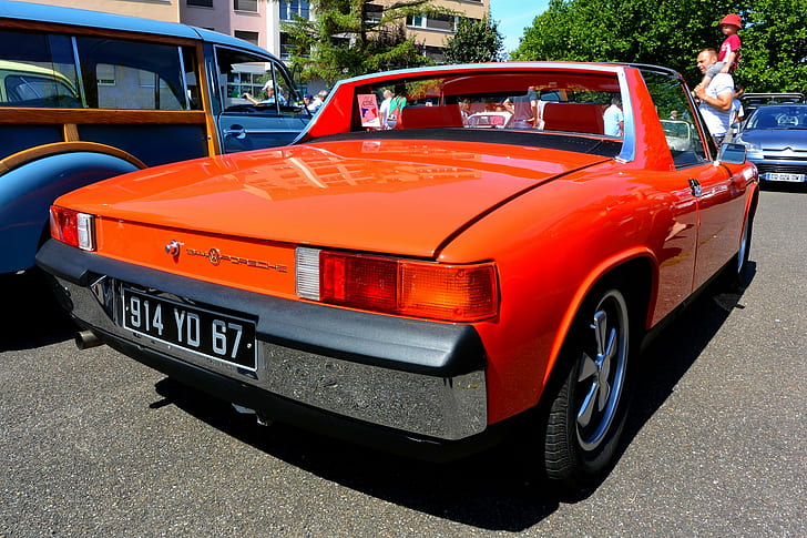 914, 916, cars, classic, coupe, germany, orange, porsche, HD wallpaper