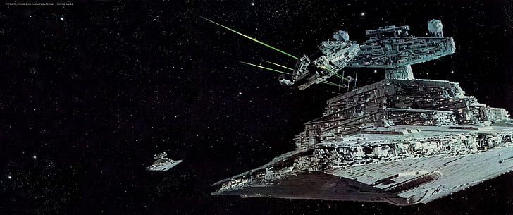 Star Wars, Millennium Falcon, Star Destroyer, HD wallpaper