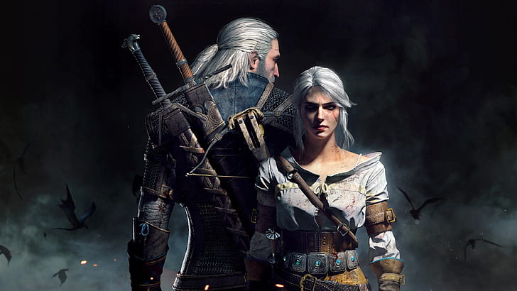Geralt Ciri The Witcher 3 Wild Hunt, sauvage, sorceleur, chasse, ciri, geralt, Fond d'écran HD
