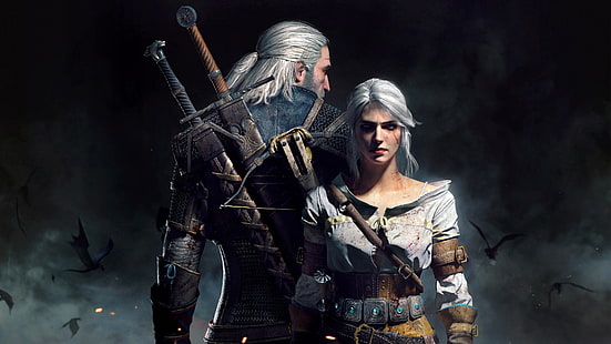Geralt Ciri The Witcher 3 Wild Hunt, salvaje, brujo, caza, ciri, geralt, Fondo de pantalla HD HD wallpaper