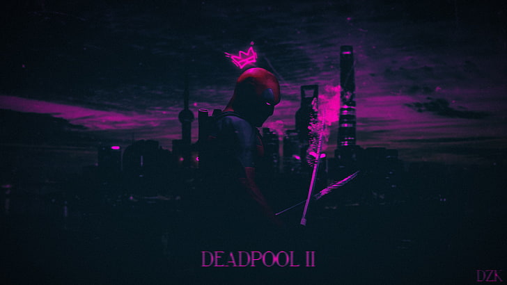 Deadpool 2 Wallpaper, Merc mit einem Mund, Photoshop, bunt, Stadtbild, Marvel Comics, Deadpool, HD-Hintergrundbild