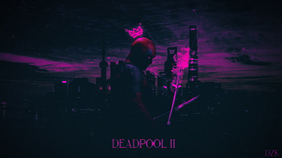 Carta da parati Deadpool 2, Merc con la bocca, Photoshop, colorato, paesaggio urbano, Marvel Comics, Deadpool, Sfondo HD HD wallpaper