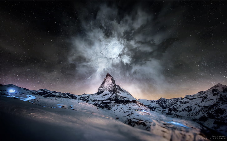 brunatna formacja skalna, góry, Matterhorn, przyroda, Tapety HD