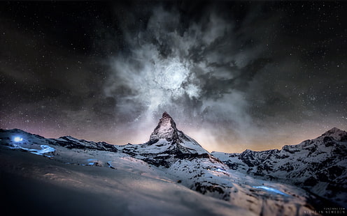 formação rochosa marrom, montanhas, Matterhorn, natureza, HD papel de parede HD wallpaper