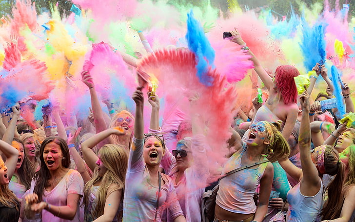 warna, warna, festival, hindu, holi, india, musim semi, Wallpaper HD