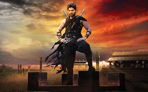 Allu Arjun Gona Ganna Reddy Rudramadevi ، رجل يرتدي قميصًا أسود بلا أكمام محارب ، ريدي ، أرجون ، ألو ، غونا ، جانا، خلفية HD HD wallpaper