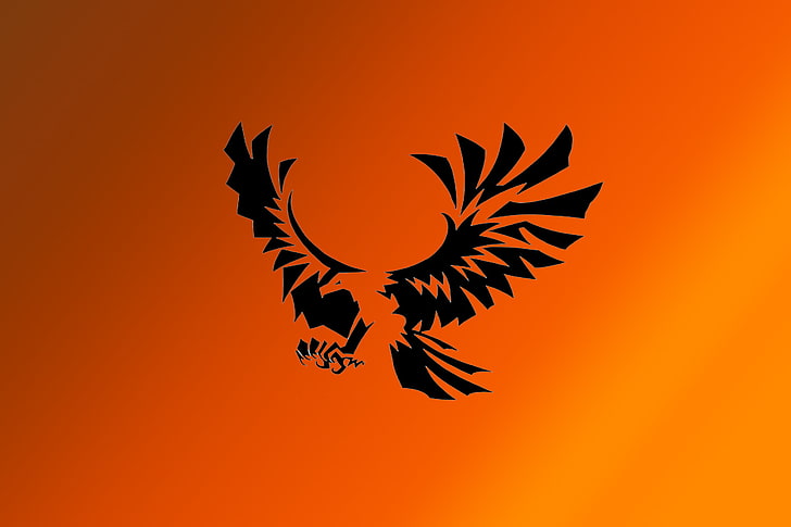 Ilustración de águila negra y naranja, pájaro, papel pintado, águila, gardient, Fondo de pantalla HD