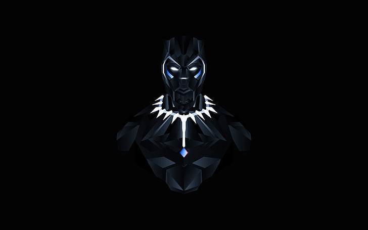 Black Panther, Minimal, Low poly, Dark background, HD, HD тапет