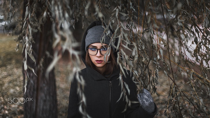 Anton Harisov, women outdoors, women with glasses, 500px, women, HD wallpaper