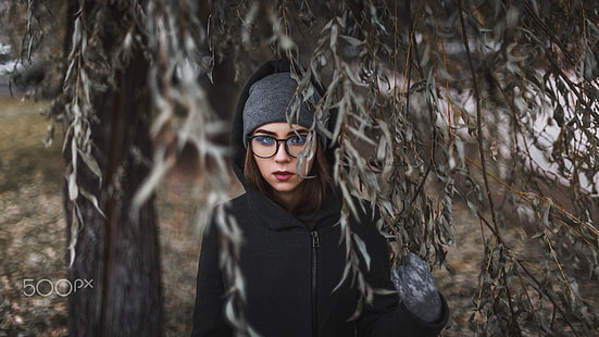 Anton Harisov, women outdoors, women with glasses, 500px, women, HD wallpaper HD wallpaper