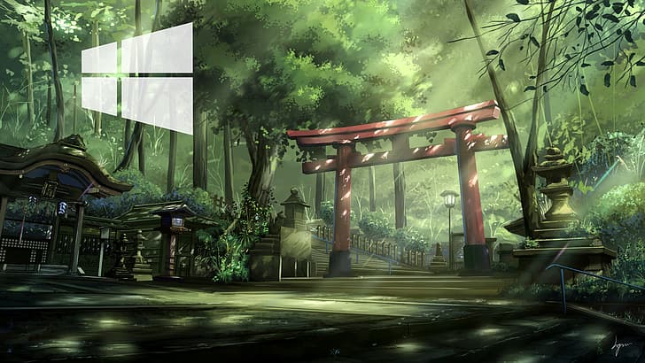 Windows-Logo, Schrein, Japan, digitale Kunst, HD-Hintergrundbild
