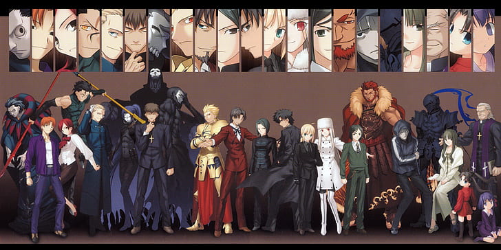 Fate Series, Fate/Zero, Archer (Fate/Zero), Assassin (Fate/Zero), Berserker (Fate/Zero), Caster (Fate/Zero), Gilgamesh (Fate Series), Irisviel Von Einzbern, Kariya Matou, Kayneth El-Melloi Archibald, Kirei Kotomine, Kiritsugu Emiya, Lancer (Fate/Zero), Maiya Hisau, Rider (Fate/Zero), Rin Tohsaka, Risei Kotomine, Ryuunosuke Uryuu, Saber (Fate Series), Sakura Matou, Sola-Ui Nuada-Re Sophia-Ri, Tohsaka Aoi, Tokiomi Tohsaka, Velvet Waver, HD wallpaper
