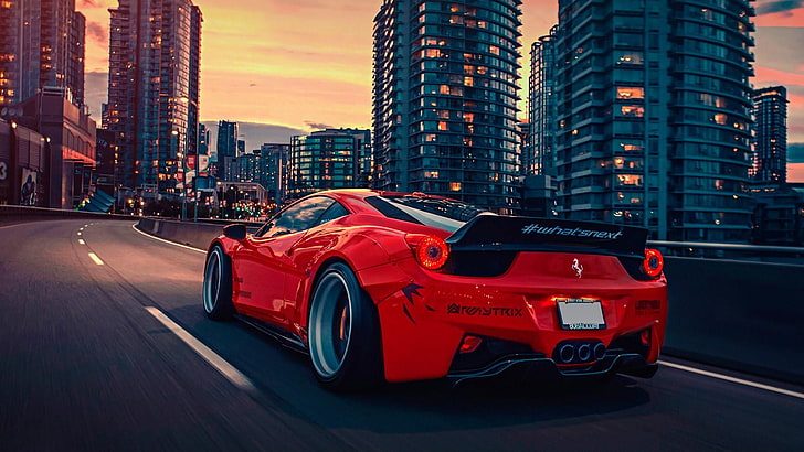 coche, Ferrari, coche rojo, vehículo de lujo, coche deportivo, vehículo, diseño automotriz, superdeportivo, coche de carreras, coche de rendimiento, Ferrari 458, Fondo de pantalla HD