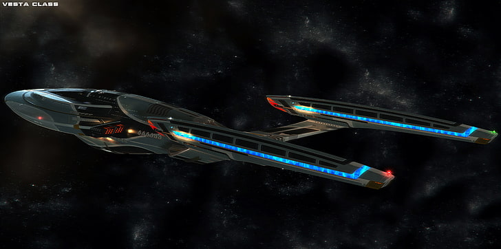 szaro-niebieska grafika koncepcyjna statku kosmicznego, Star Trek, statek kosmiczny, Tapety HD