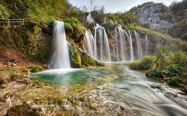 Plitvice National Park, krajobraz przyrody, wodospady, rzeka, Plitwice, narodowy, park, przyroda, krajobraz, wodospady, rzeka, Tapety HD