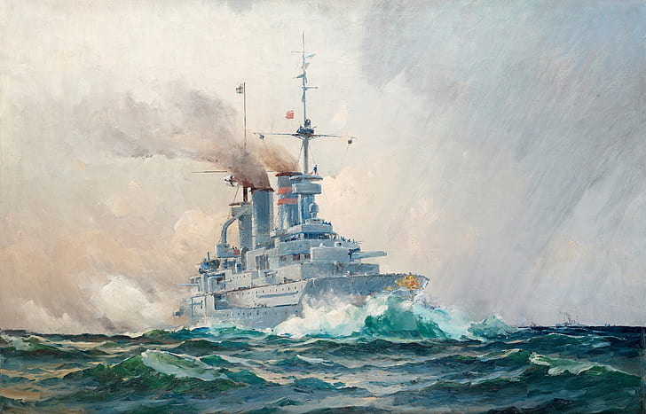 Kriegsschiff, Herman Gustaf AF Sillen, schwedische Seestück, deutsches Schlachtschiff, HD-Hintergrundbild