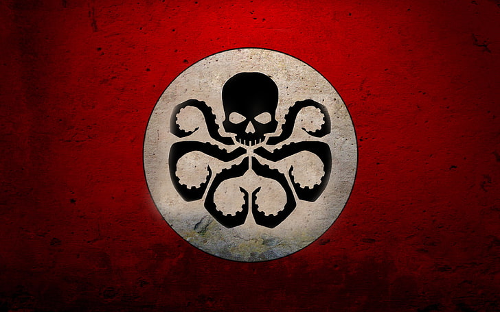 Marvel Hydra logo wallpaper, red, white, also Hydra symbol, HD wallpaper