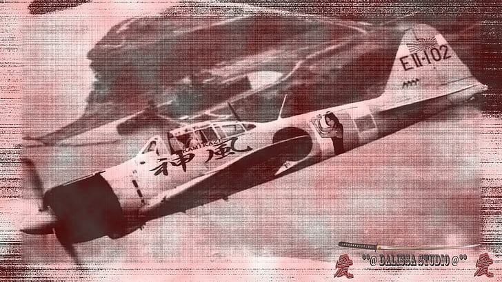Kamikaz Mitsubishi A6m Zero, pesawat tempur putih, pesawat, kamikaz, pesawat, dalissa, tentara, pesawat terbang, Wallpaper HD