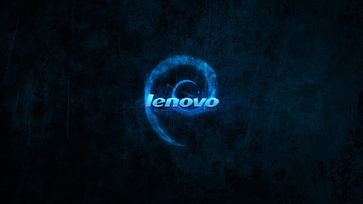 Lenovo logo, dark, Debian, Lenovo, blue, HD wallpaper