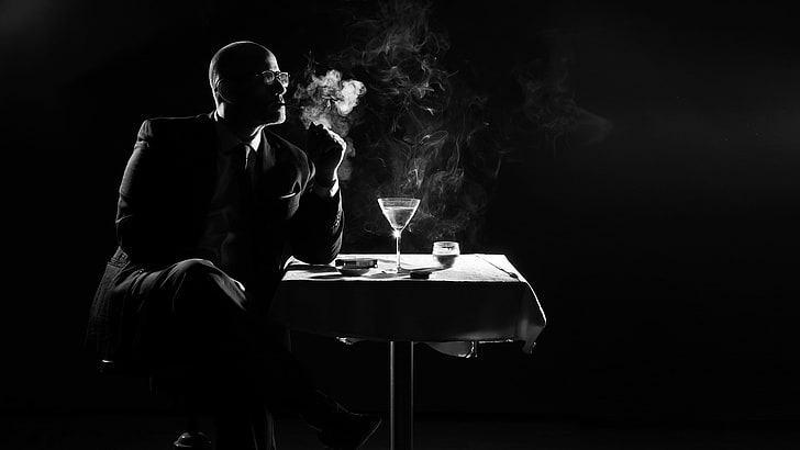 мужчины, курят, люди, темно, мартини, коктейль, HD обои