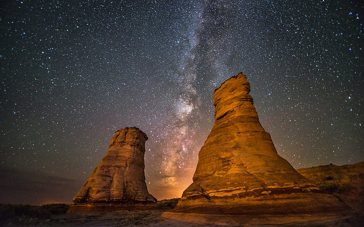 Gurun Bintang Galaxy Bimasakti Batu Malam Batu HD, alam, malam, bintang, batu, batu, gurun, galaksi, jalan, seperti susu, Wallpaper HD