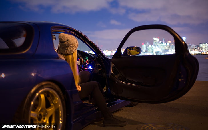 blue coupe, Speedhunters, Mazda RX-7, tuning, car, vehicle, HD wallpaper