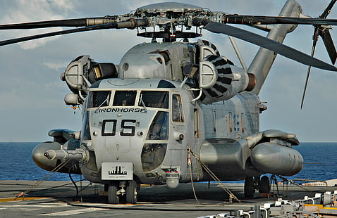 хеликоптер, военен, транспортен, тежък, CH-53, Морски жребец, HD тапет HD wallpaper