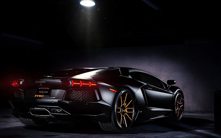 wallpaper mobil sport hitam, mobil, Lamborghini, gelap, Wallpaper HD