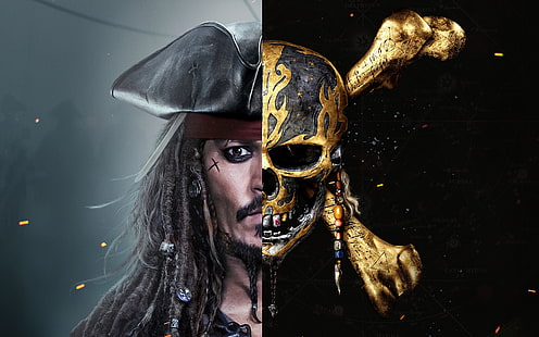 Jack sparrow, bajak laut, Bajak Laut Karibia, Bajak Laut Karibia: Orang Mati Tell No Tales, skull, Wallpaper HD HD wallpaper