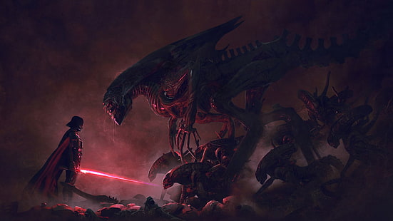 Monster Digital Wallpaper, Alien (Film), Darth Vader, HD-Hintergrundbild HD wallpaper