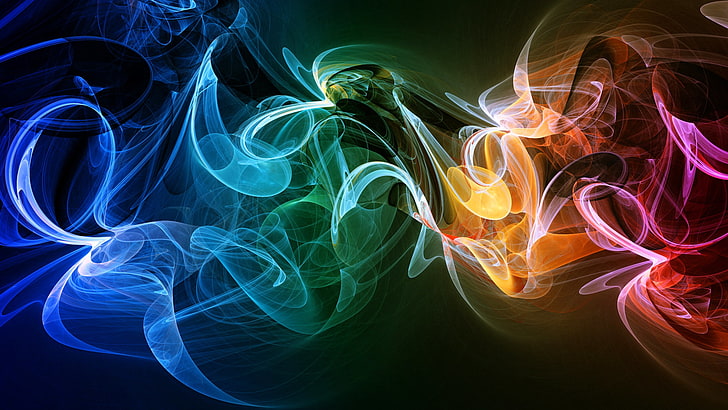 multicolored abstract painting, rays, light, line, fog, smoke, color, HD wallpaper