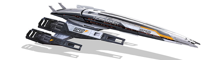 сив и черен космически кораб, Mass Effect 2, Normandy SR-2, видео игри, HD тапет