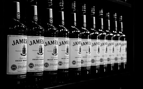 Banyak botol minuman keras James, fotografi, botol, alkohol, Jameson, wiski, Wallpaper HD HD wallpaper