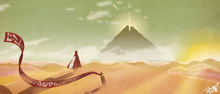 desert illustration, video games, Journey (game), HD wallpaper