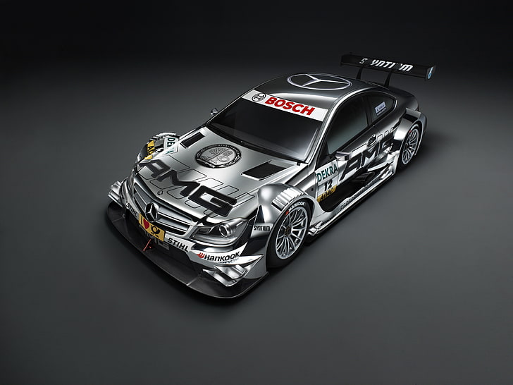 gray and black Mercedes-Benz rally car, sport, tuning, ring, race, spoiler, mercedes-benz, Mercedes, AMG, DTM, Motorsport, kit, dtm 2012, HD wallpaper