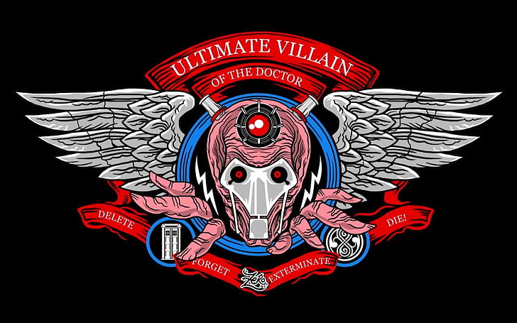 Logotipo de Ultimate Villain of the Doctor, ciencia ficción, Doctor Who, The Doctor, TARDIS, Daleks, Cybermen, The Silence, artwork, Fondo de pantalla HD