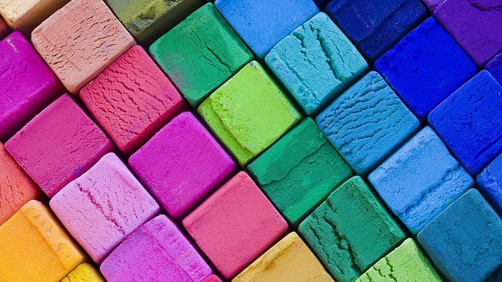 multicolored cube art, digital art, colorful, warm colors, cube, Play-Doh, simple, HD wallpaper