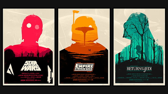 Affiche de la série Star Wars, affiche, collage, affiche de film, Star Wars, rose, orange, turquoise, oeuvre, Fond d'écran HD HD wallpaper