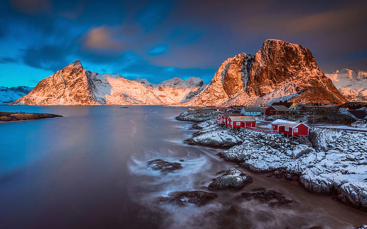Noruega Invierno Mañana Archipiélago de las Islas Lofoten Moskenes Paisaje Fondos de pantalla Hd 2560 × 1600, Fondo de pantalla HD