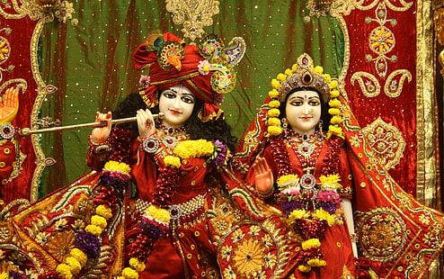 Lord Krishna Temples Iskcon, patung-patung Krishna dan Radha, Tuhan, Lord Krishna, radha, patung, Wallpaper HD HD wallpaper
