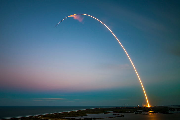 roket, SpaceX, Falcon 9, paparan panjang, Wallpaper HD