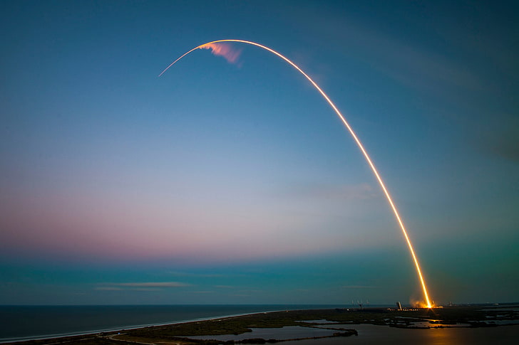SpaceX, fusée, Falcon 9, longue exposition, Fond d'écran HD