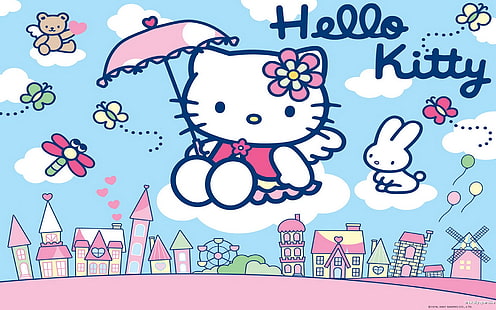 lindo, hello kitty, gatito, gatito, rosa, Fondo de pantalla HD HD wallpaper