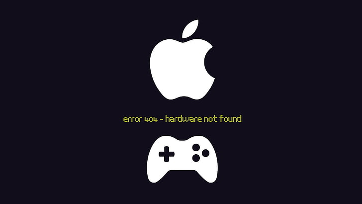 Apple logo with text overlay, mac book, imac, itech, hardware, Apple vs. Microsoft, Apple Inc., video games, PC gaming, HD wallpaper