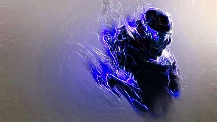 ilustrasi biru dan hitam, Halo Reach, Noble 6, Halo 5, Wallpaper HD