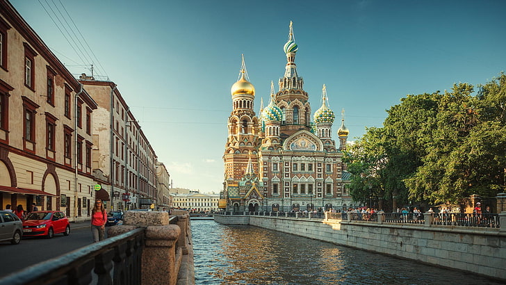 都市、川、プロムナード、サンクトペテルブルク、 HDデスクトップの壁紙