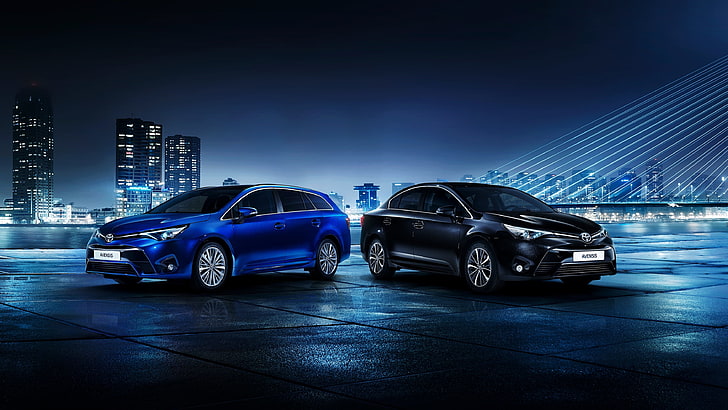 two black and blue sedan and SUV, Toyota, Wagon, 2015, Toyota Avensis, HD wallpaper