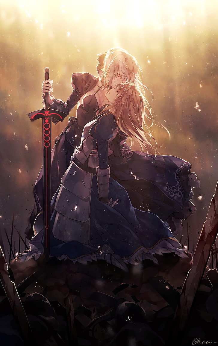 braunhaarige Mädchenfigur, Fate Series, Fate / Stay Night, Anime Girls, Sabre, Sabre Alter, HD-Hintergrundbild, Handy-Hintergrundbild