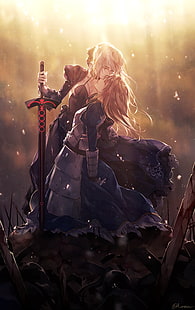 brunhårig tjejkaraktär, Fate Series, Fate / Stay Night, animeflickor, Saber, Saber Alter, HD tapet HD wallpaper